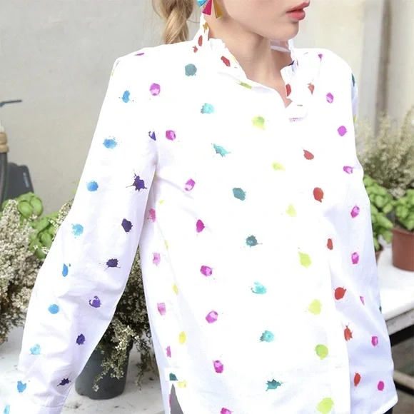 Vilagallo Multicolor Polka Dot Button Down Shirt - Picture 1 of 12